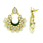 Chaand Bali Green Enamel Meenakari Gold Pearl Jhumki Earring Bulk