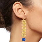 Italian Gold Plated Blue Dangling Earring For Women Bulk