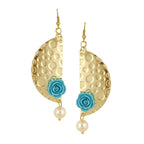 Geometric Flower Blue 18K Gold Plated Dangling Earring For Women Bulk