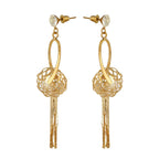Dainty Rose Gold American Diamond CZ Dangling Tassel Earring Bulk