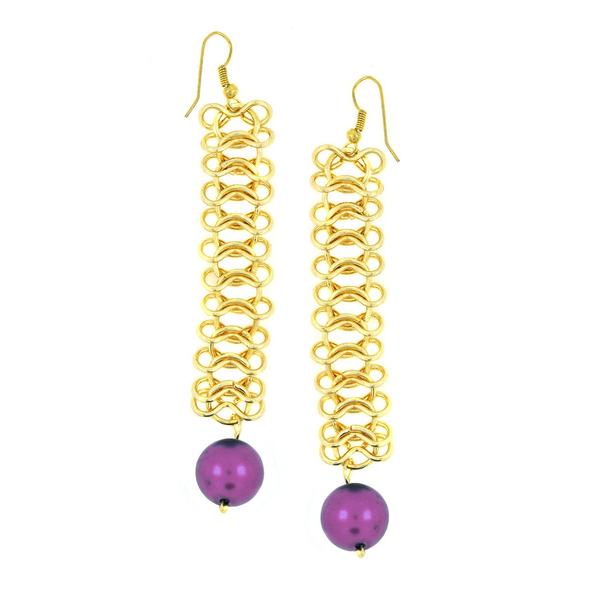 Italian Gold Plated Purple Dangling Earring For Women Bulk