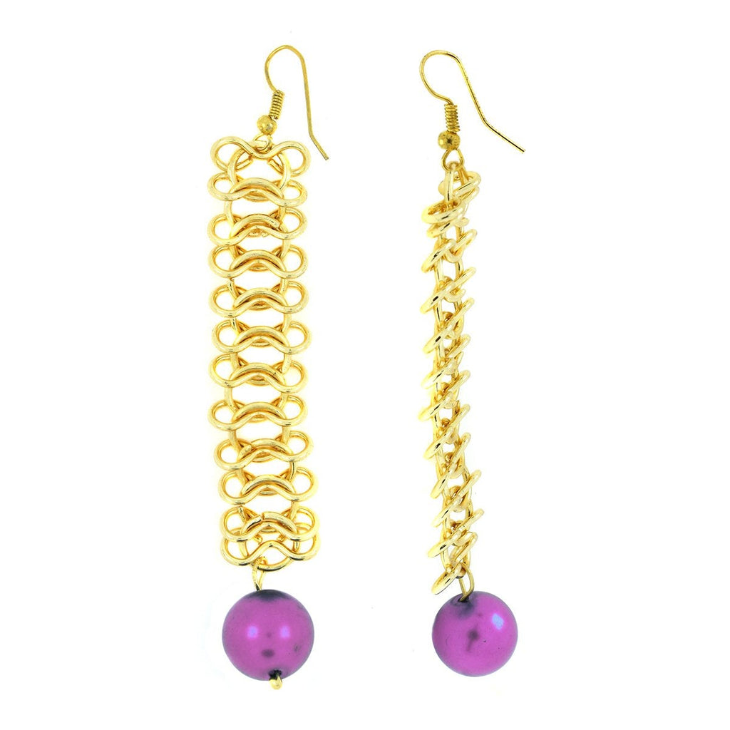 Italian Gold Plated Purple Dangling Earring For Women Bulk