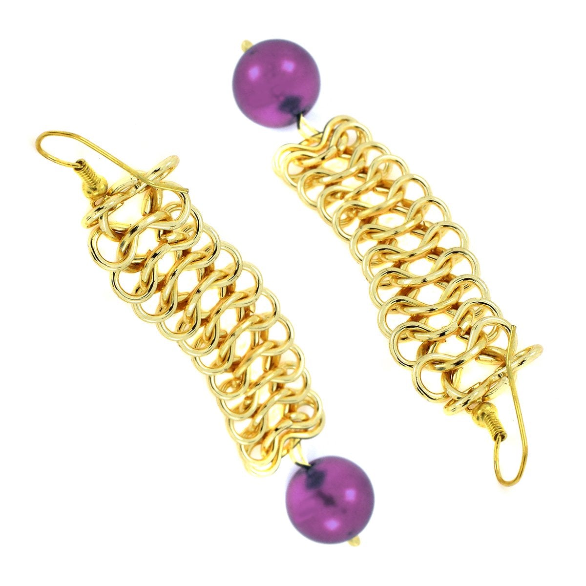 Italian Gold Plated Purple Dangling Earring For Women Bulk