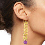 Italian Gold Plated Purple Dangling Earring For Women Bulk