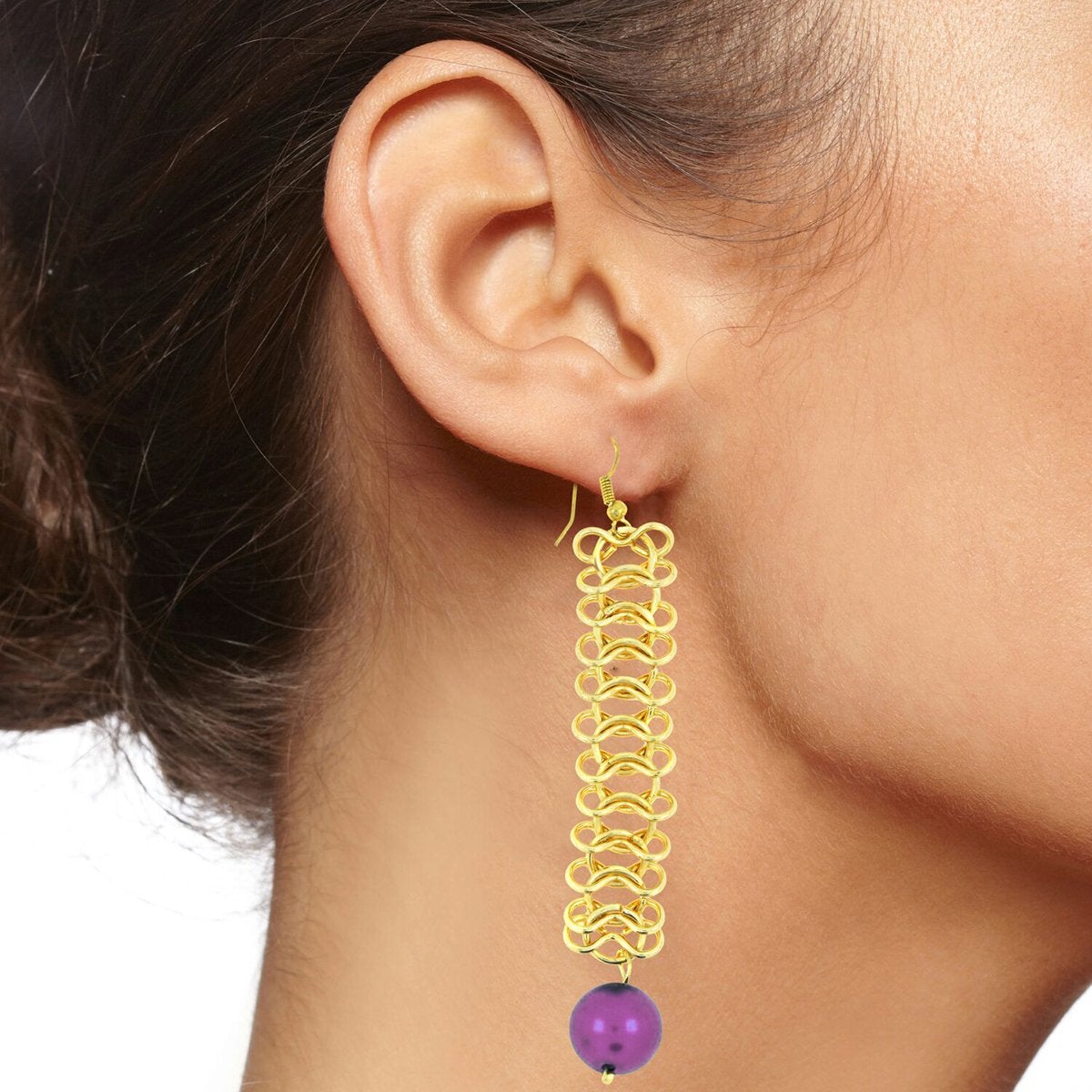 Italian Gold Plated Purple Dangling Earring For Women Bulk