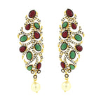 Victorian Ruby Red Emerald Green Gold Plated Dangling Earring Bulk