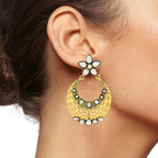 Flower Chaand Bali Kundan Polki American Diamond CZ Gold Earring Bulk