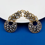 Flower Kundan Polki Gold Plated Chaand Bali Ear Cuff Earring Bulk
