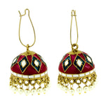 Maroon Blue White Gold Meenakari Pearl Enamel Jhumki Earring Bulk