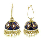 Blue Purple White Gold Meenakari Pearl Enamel Jhumki Earring Bulk