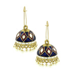 Blue Purple White Gold Meenakari Pearl Enamel Jhumki Earring Bulk