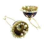 Blue Purple White Gold Meenakari Pearl Enamel Jhumki Earring Bulk