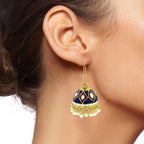 Blue Purple White Gold Meenakari Pearl Enamel Jhumki Earring Bulk