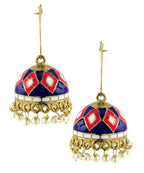 Pink Blue White Gold Meenakari Pearl Enamel Jhumki Earring Women Bulk