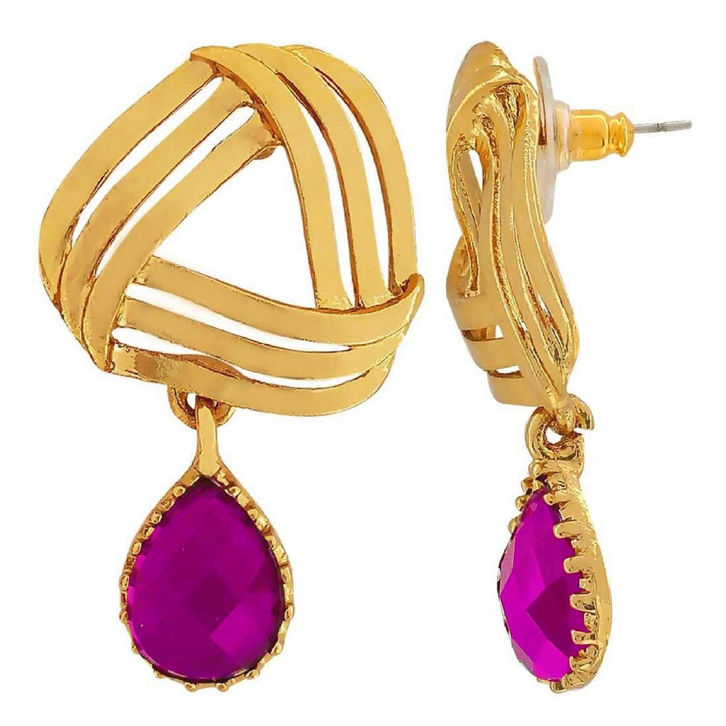 Filigree Flower Gold Plated CZ Purple Dangling Earring For Women Bulk