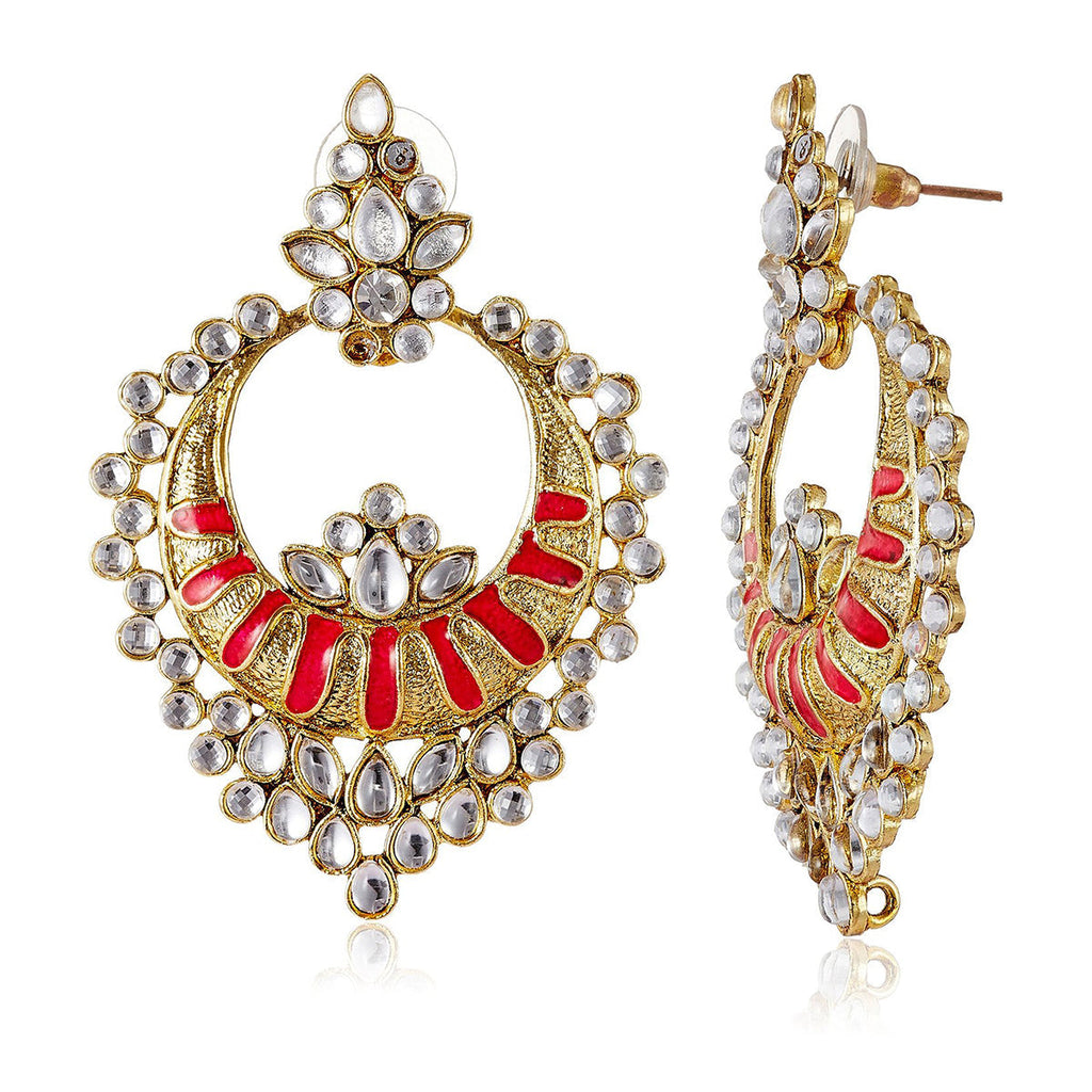 Chaand Bali Kundan Red Meenakari Earring For Women Bulk