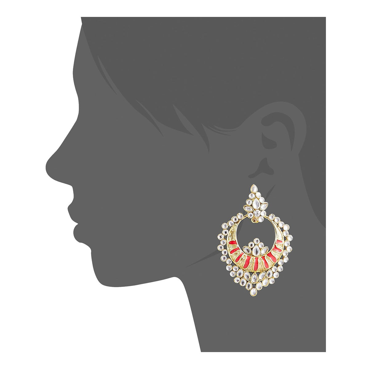 Chaand Bali Kundan Red Meenakari Earring For Women Bulk