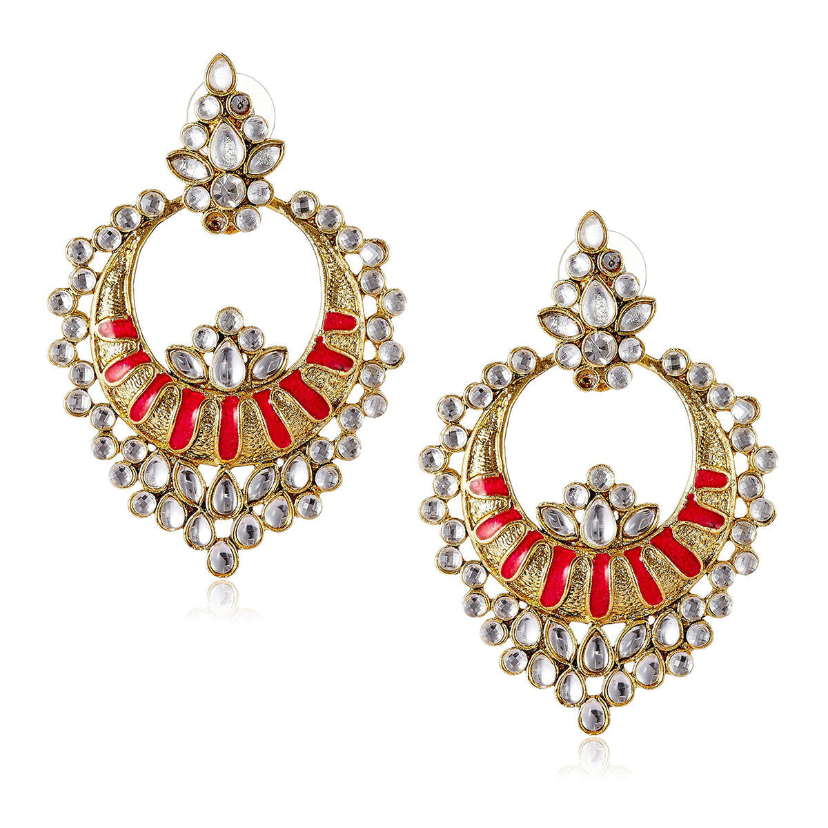 Chaand Bali Kundan Red Meenakari Earring For Women Bulk