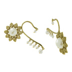 Sun Flower Pearl Antique Gold Plated Ear Cuff Pair Earring Women Bulk