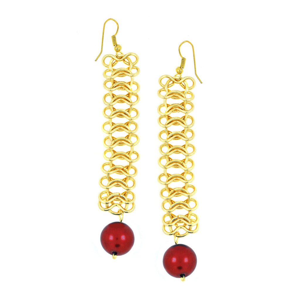 Italian Gold Plated Red Dangling Earring For Women Bulk