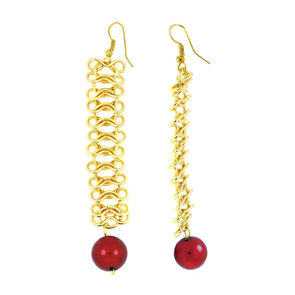 Italian Gold Plated Red Dangling Earring For Women Bulk