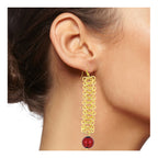 Italian Gold Plated Red Dangling Earring For Women Bulk