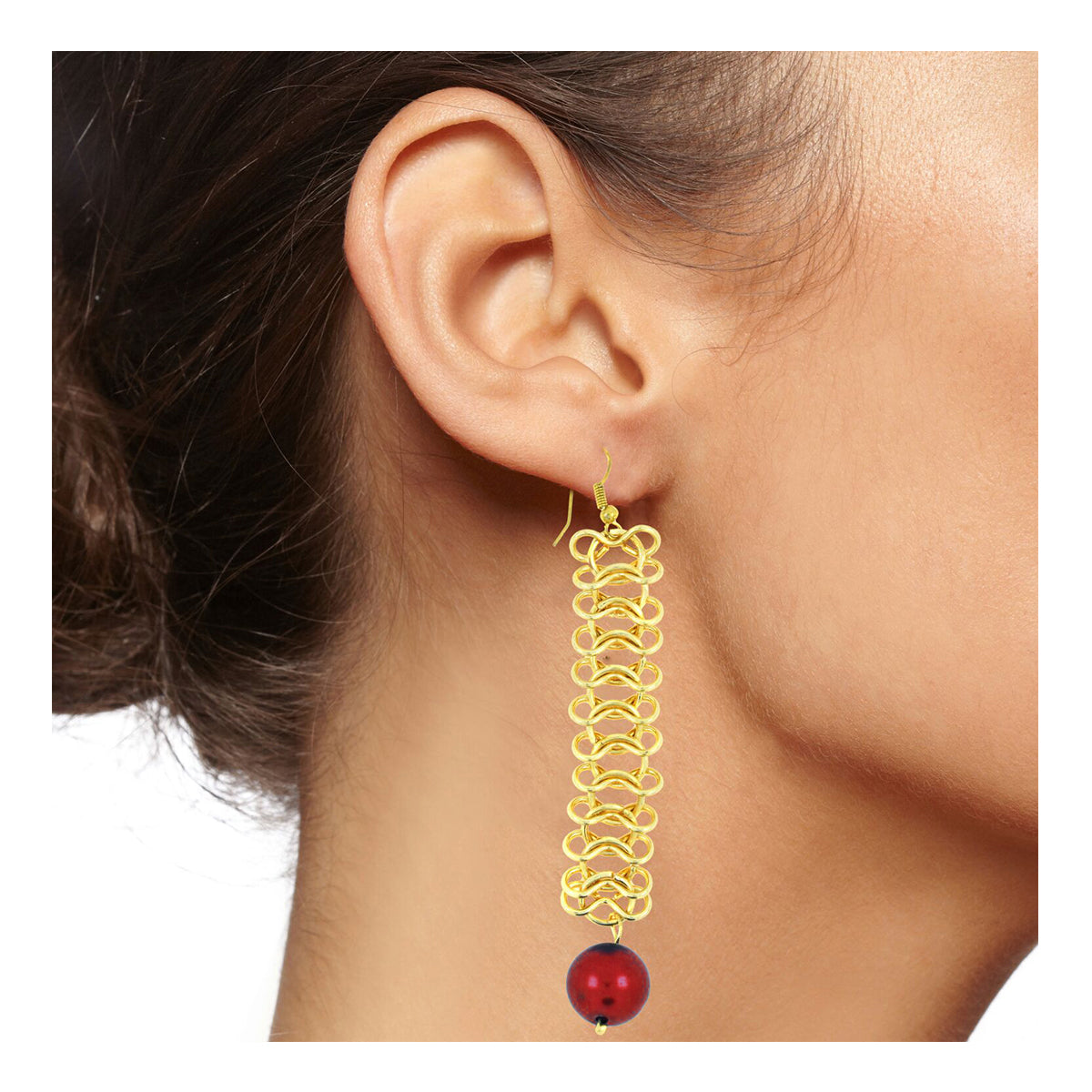 Italian Gold Plated Red Dangling Earring For Women Bulk