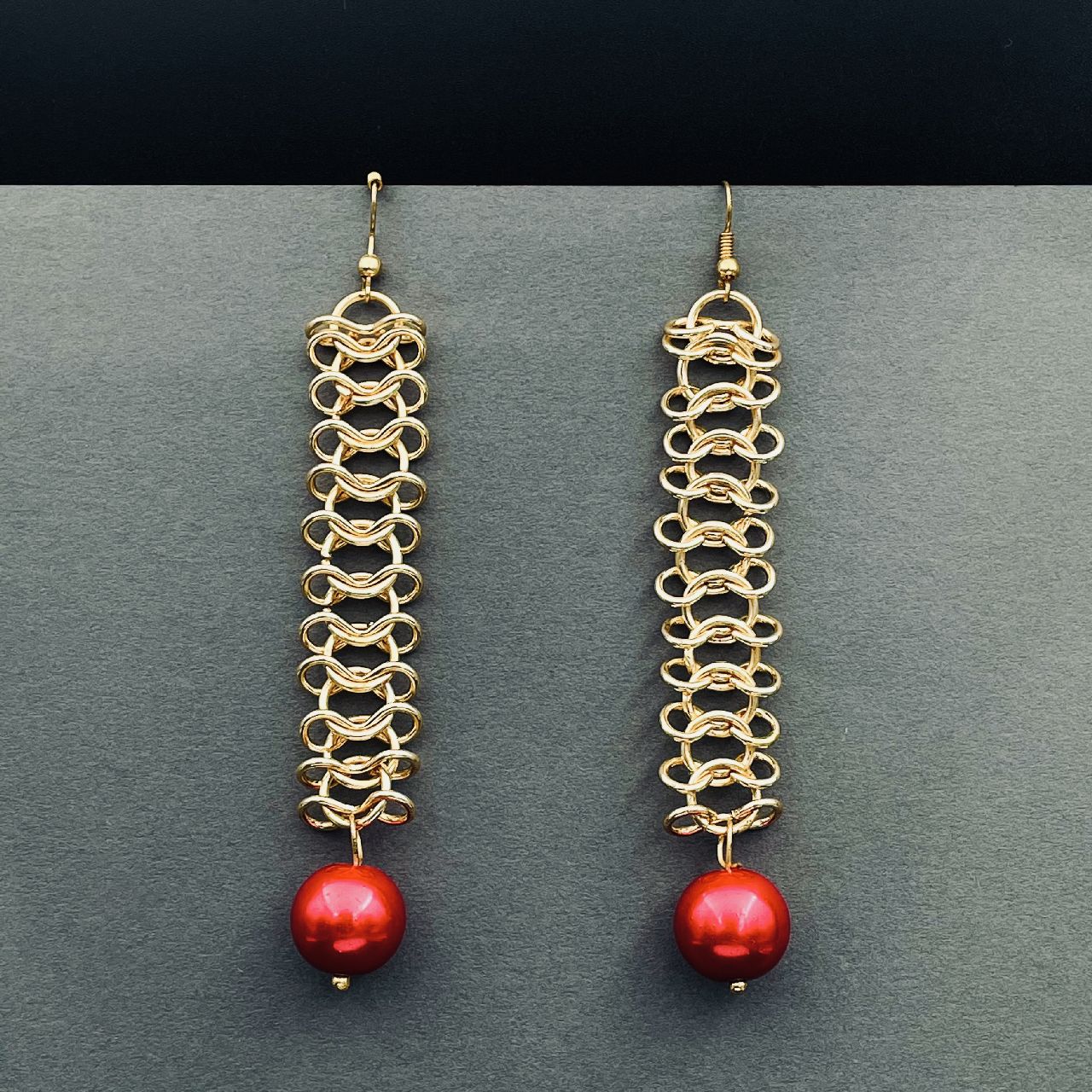 Italian Gold Plated Red Dangling Earring For Women Bulk Main image