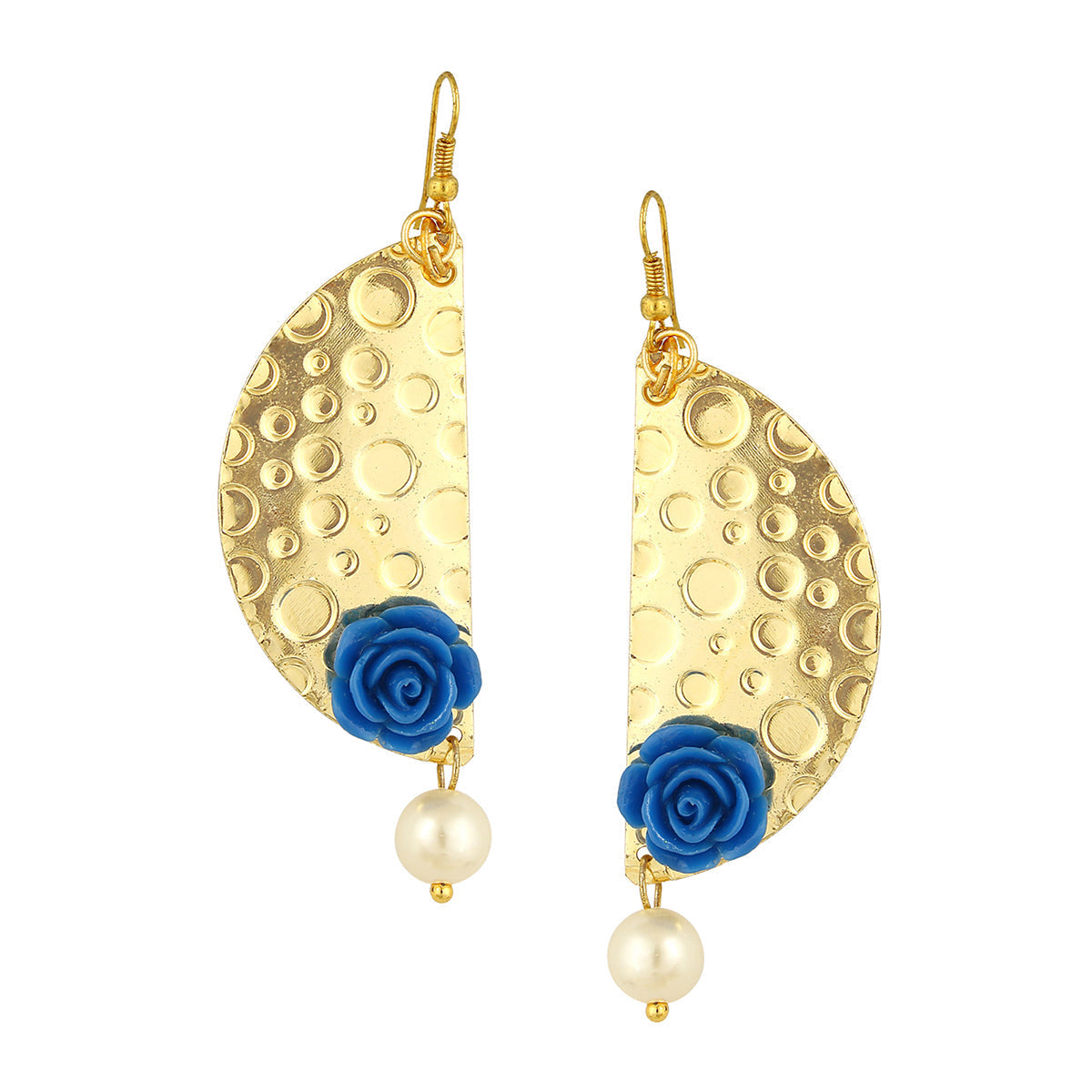 Geometric Flower Blue 18K Gold Plated Dangling Earring For Women Bulk Main image