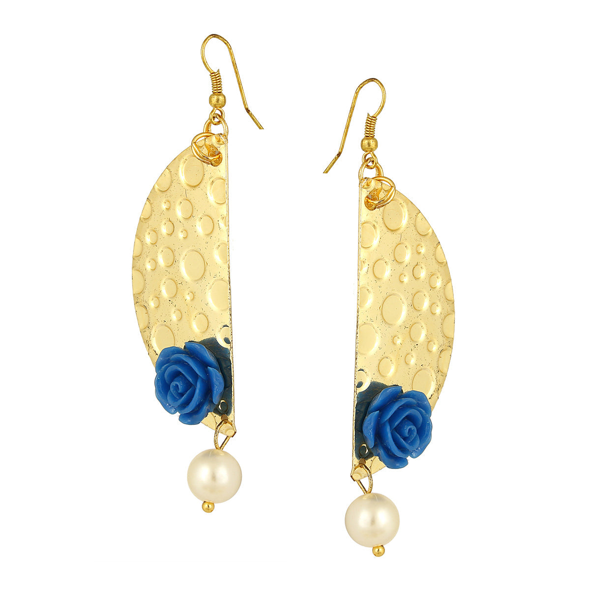 Geometric Flower Blue 18K Gold Plated Dangling Earring For Women Bulk