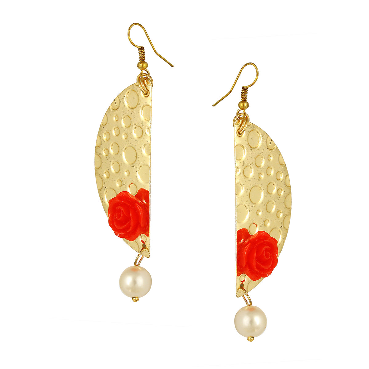 Geometric Flower Red 18K Gold Plated Dangling Earring For Women Bulk Secondary image