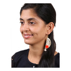 Geometric Flower Red 18K Gold Plated Dangling Earring For Women Bulk