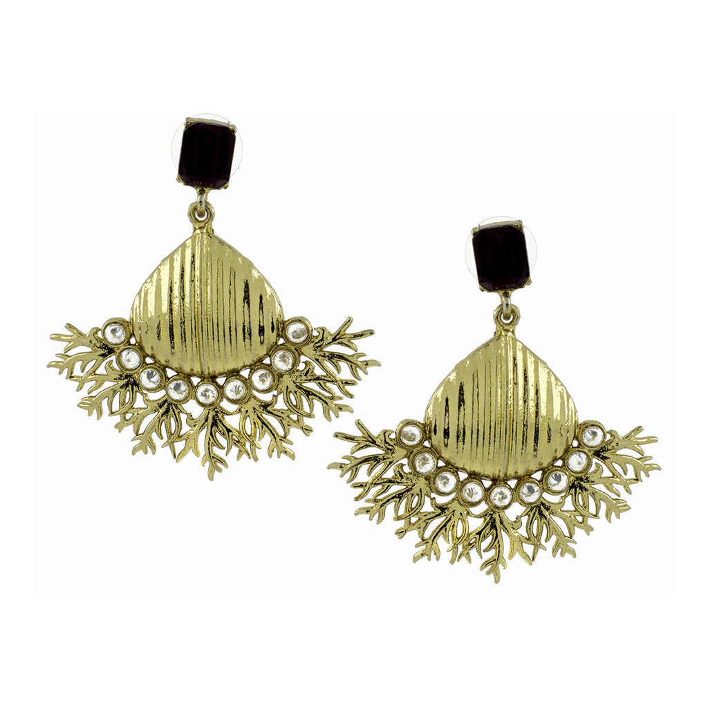 Designer CZ Spinal Black Antique Gold Dangling Earring Bulk