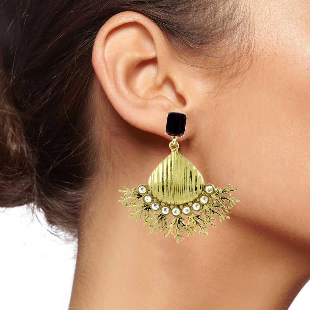 Designer CZ Spinal Black Antique Gold Dangling Earring Bulk