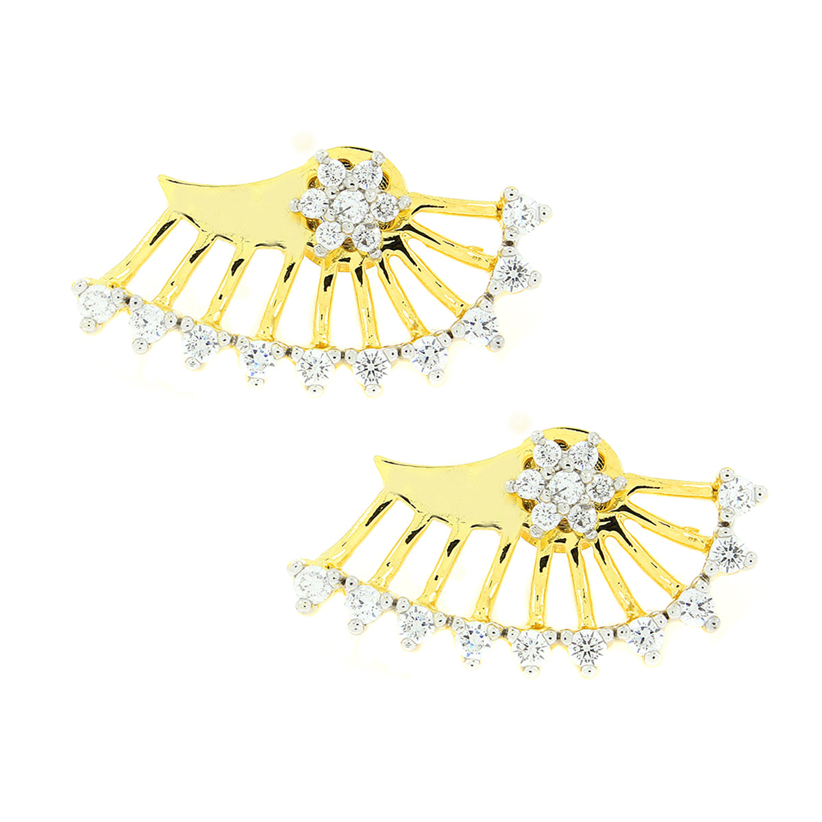 Flower 18K Gold Plated Ear Cuff Jacket Pair Stud Earring Women Bulk Main image