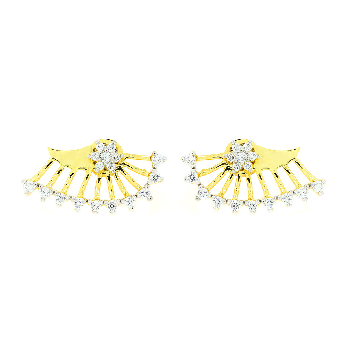 Flower 18K Gold Plated Ear Cuff Jacket Pair Stud Earring Women Bulk Secondary image