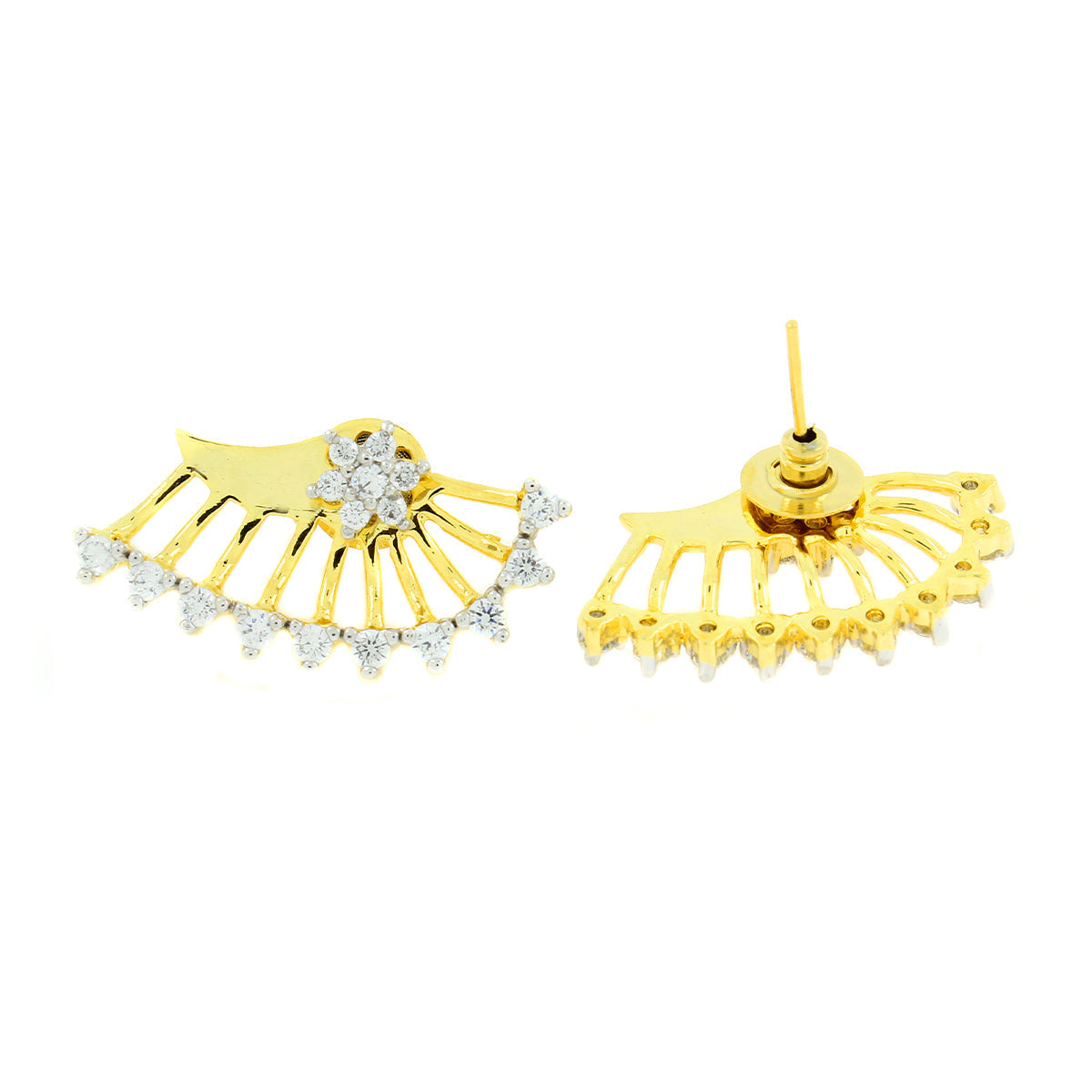 Flower 18K Gold Plated Ear Cuff Jacket Pair Stud Earring Women Bulk
