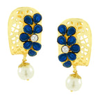 Victorian Matte Gold CZ Sapphire Blue Stud Earring Bulk