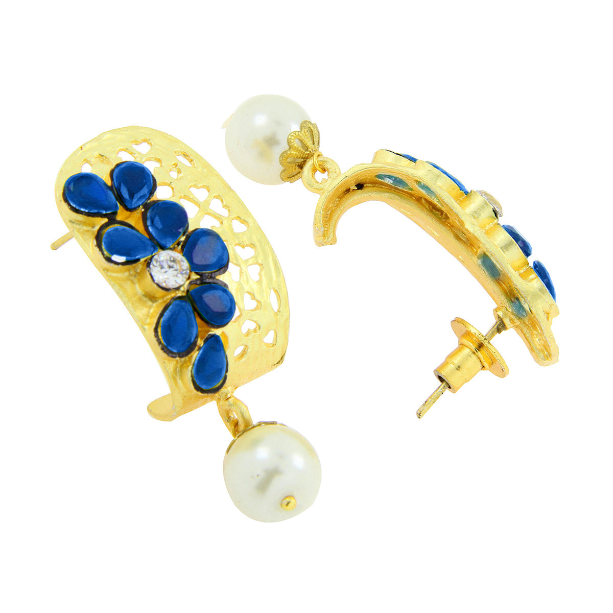 Victorian Matte Gold CZ Sapphire Blue Stud Earring Bulk