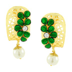 Victorian Matte Gold CZ Emerald Green Stud Earring Bulk