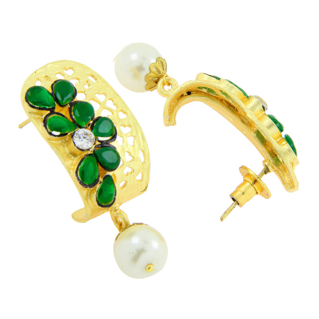 Victorian Matte Gold CZ Emerald Green Stud Earring Bulk