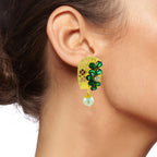 Victorian Matte Gold CZ Emerald Green Stud Earring Bulk
