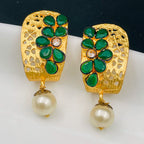 Victorian Matte Gold CZ Emerald Green Stud Earring Bulk