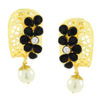 Victorian Matte Gold CZ Spinel Black Stud Earring Bulk