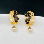 Victorian Matte Gold CZ Spinel Black Stud Earring Bulk