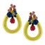 Designer Flower Gold American Diamond Blue Pink Earring For Women