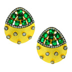 Indo-Western Emerald Green American Diamond CZ Gold Stud Earring Bulk