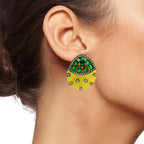 Indo-Western Emerald Green American Diamond CZ Gold Stud Earring Bulk