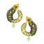 Ethnic Filigree Red Green American Diamond CZ Pearl Gold Earring Bulk