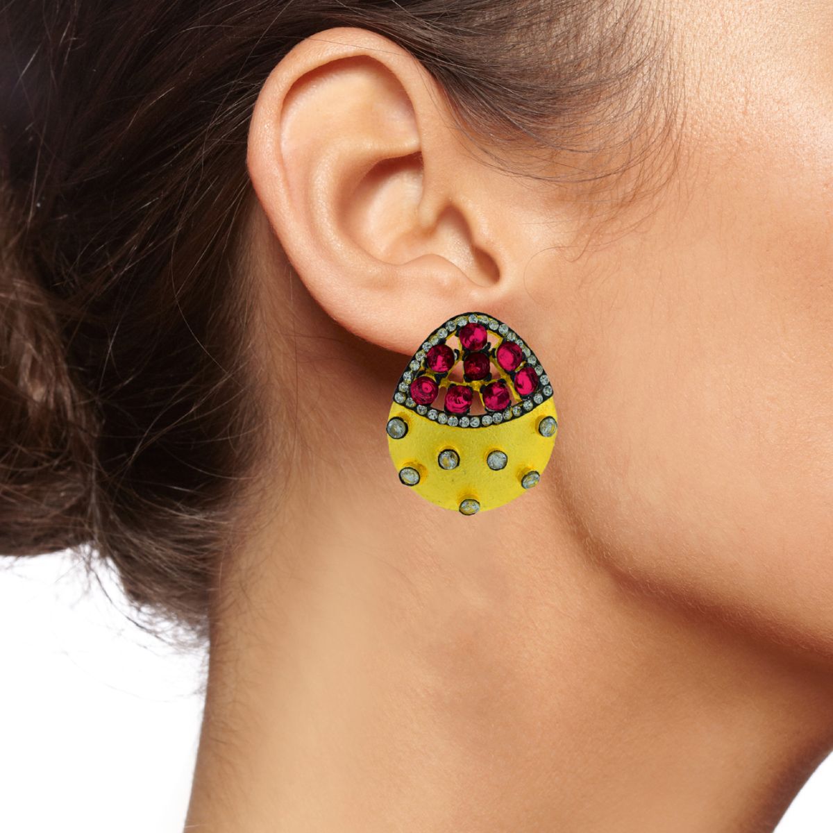 Indo-Western Reddish Pink American Diamond CZ Gold Stud Earring Bulk